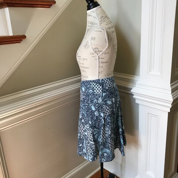 NWT Charlotte Brody Pansy A-Line Mini Skirt Womens 4 Navy Blue Trellis Silk NEW - Picture 8 of 11